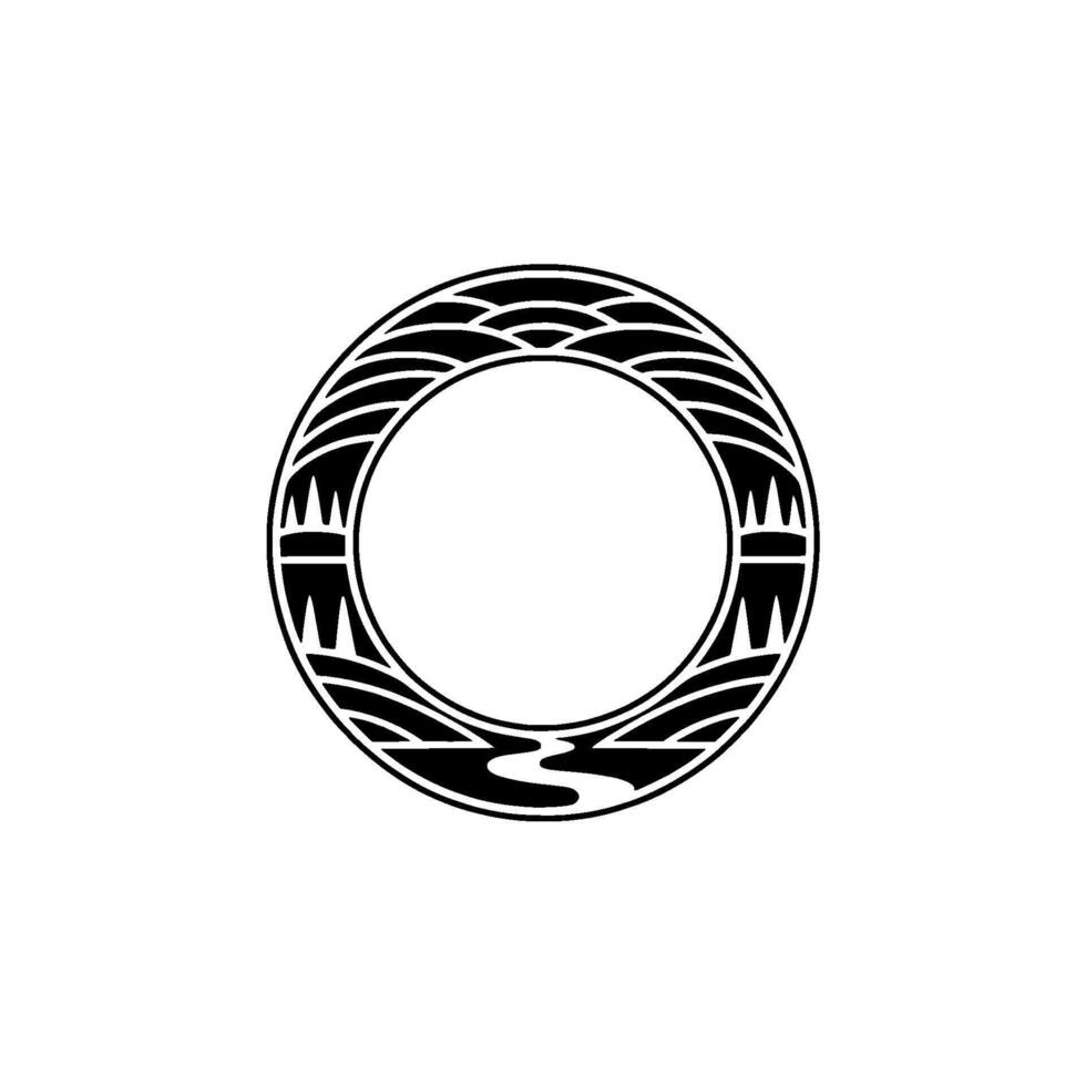 Oceanic Circle Emblem, Minimalist Wave vector