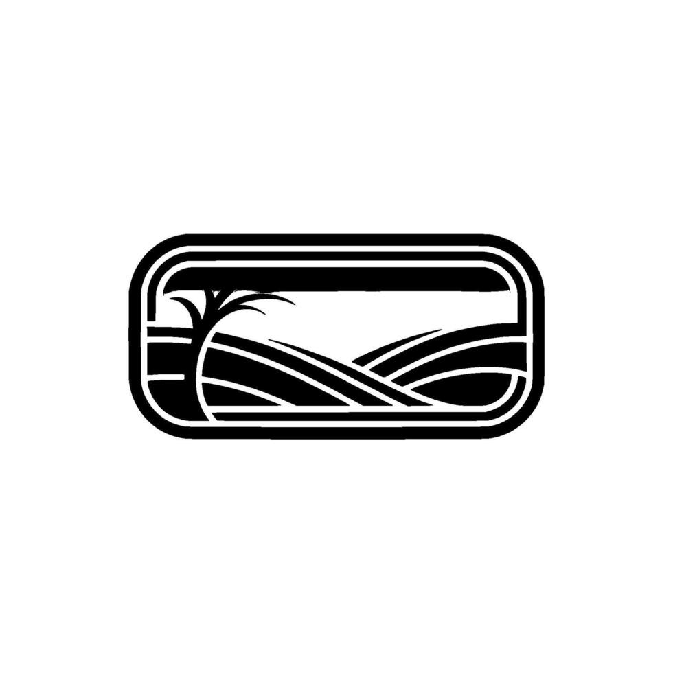 Serene Horizon Minimalist Landscape Emblem, Geometric vector