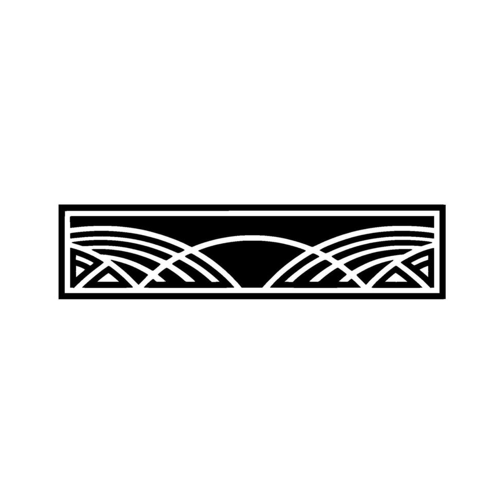 Geometric Wave Border, Art Deco Style, Rectangle vector