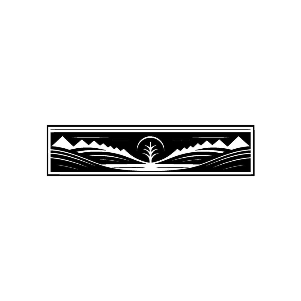Serene Mountainscape Emblem, Minimalist Landscape vector