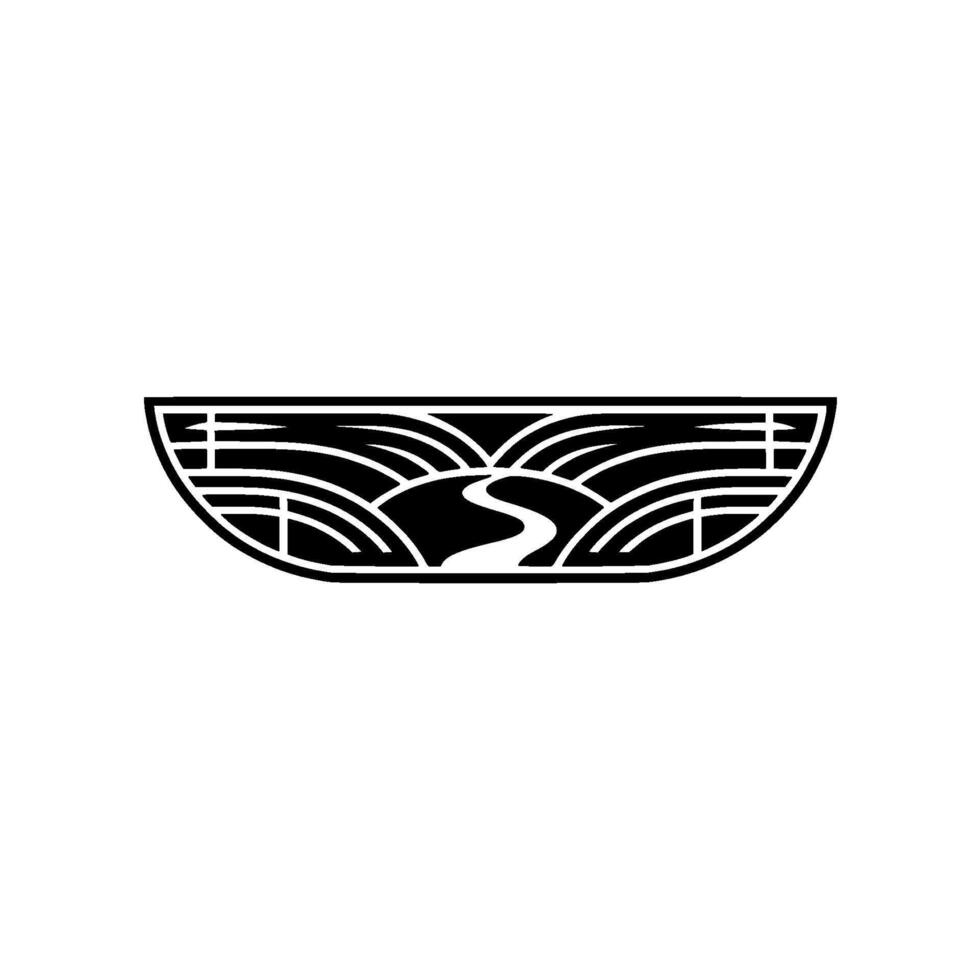 Stylized Landscape Emblem, Minimalist Horizon - Geometric vector