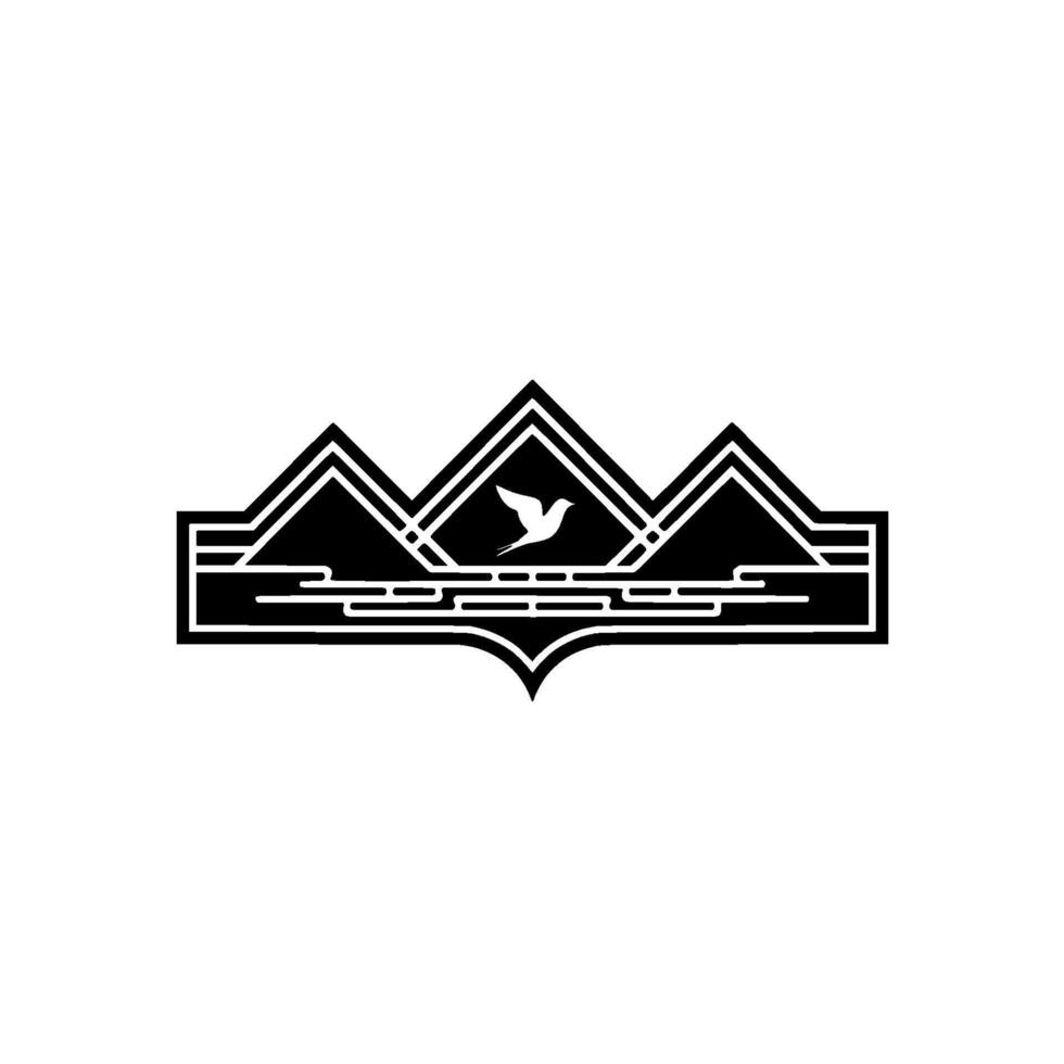 Geometric Mountainscape with Soaring Bird Emblem vector