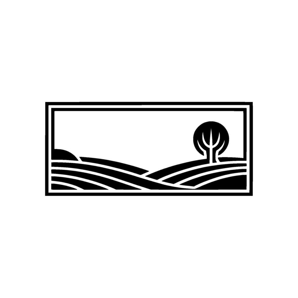 Minimalist Landscape Emblem, Serene Horizon - Modern vector