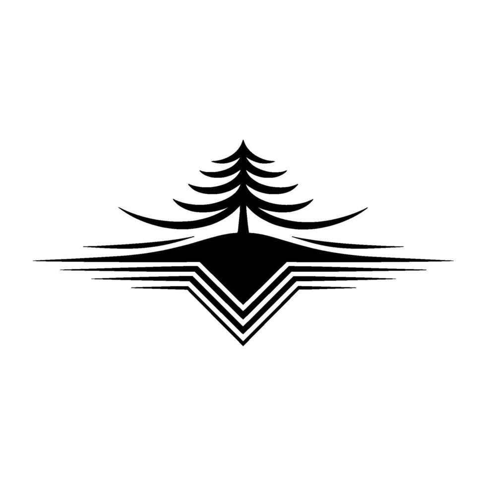 Geometric Pine Emblem, Minimalist Mountain Symbol vector