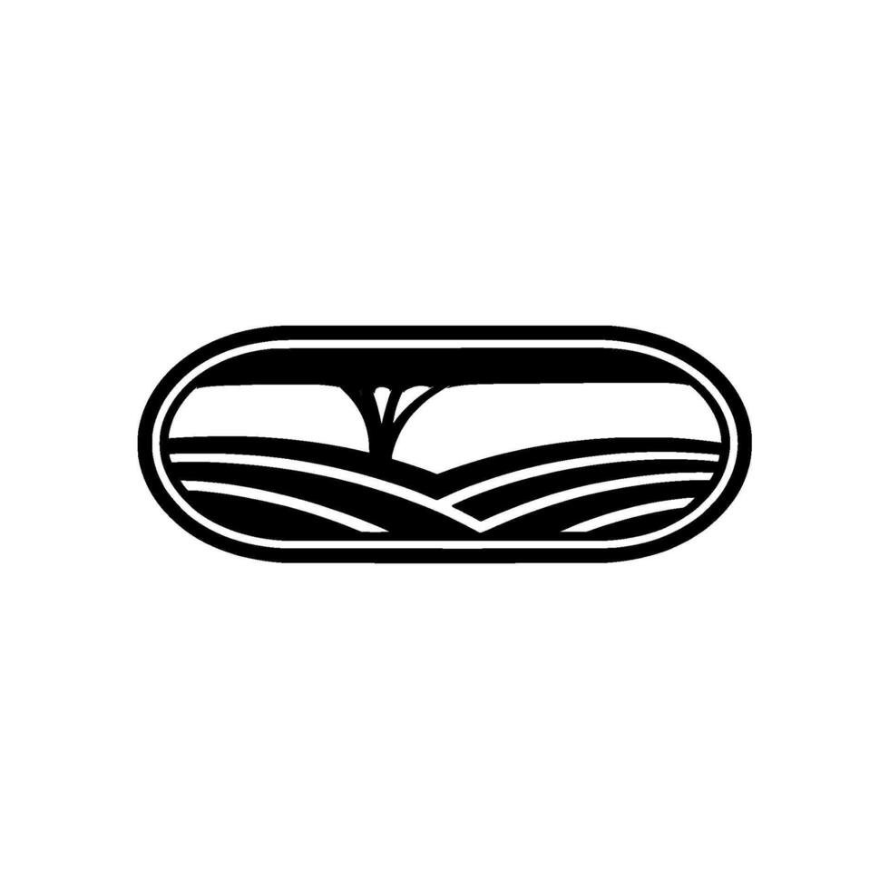 Minimalist Landscape Emblem, Serene Horizon - Oval vector