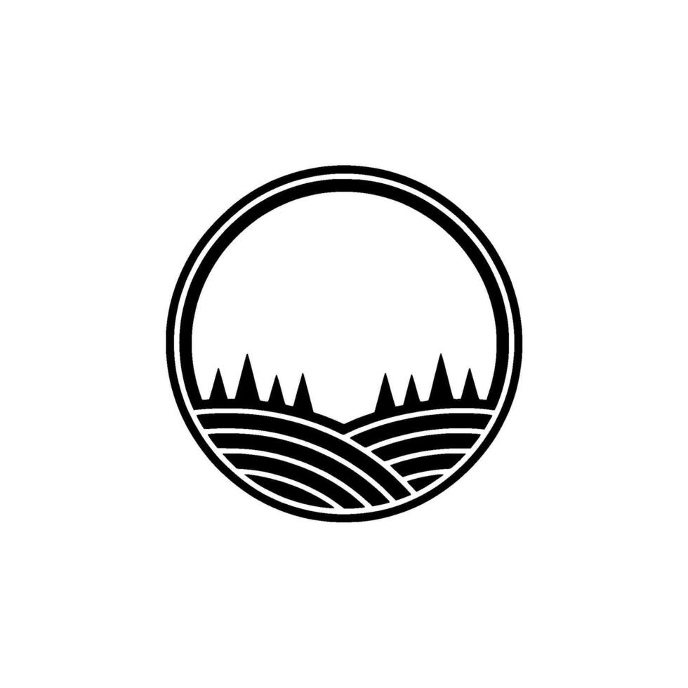 Minimalist Landscape Emblem, Rural Harmony - Circle vector