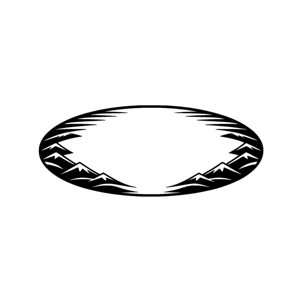 Mountain Silhouette Oval, Minimalist Landscape Emblem vector