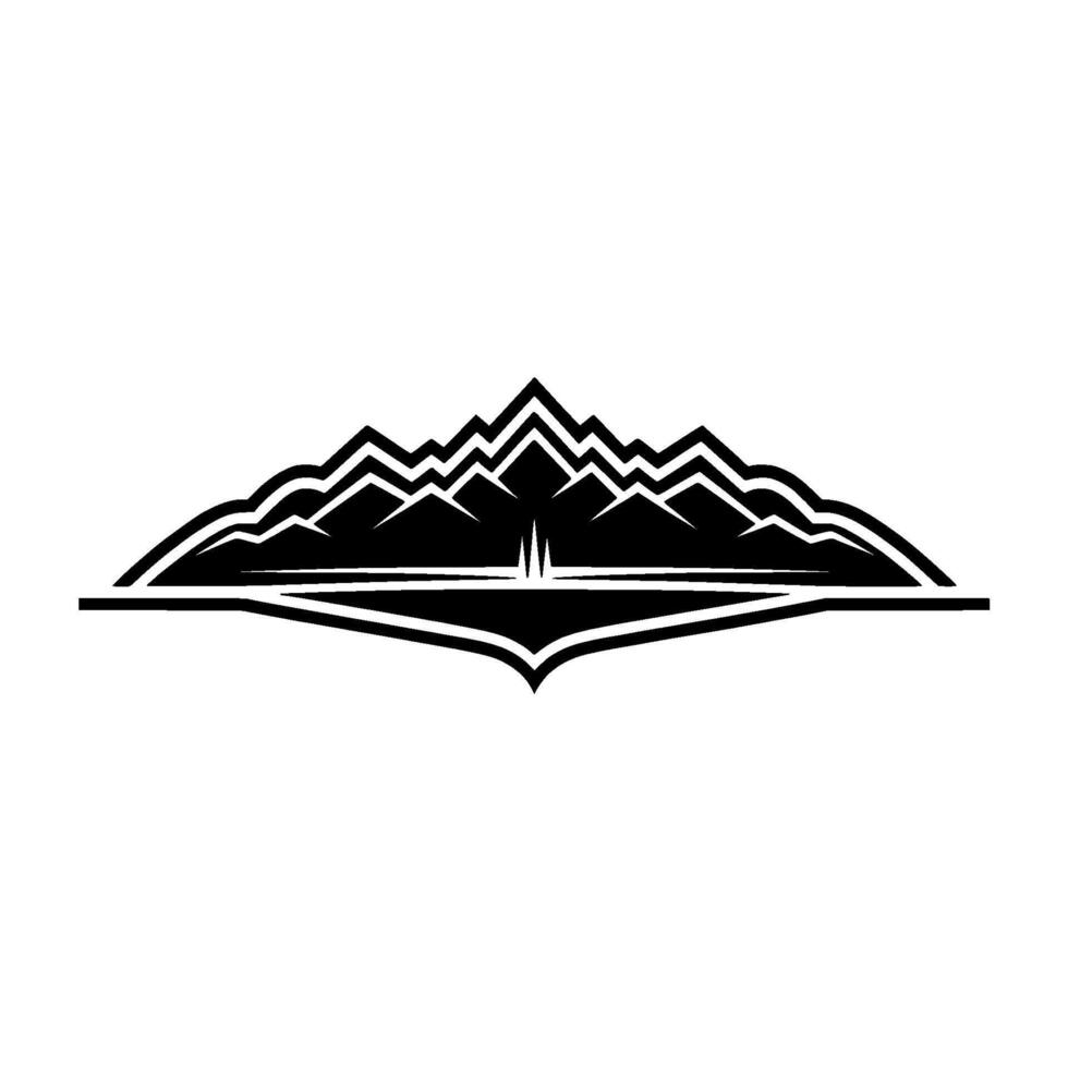 Mountain Silhouette Emblem, Serene Landscape vector
