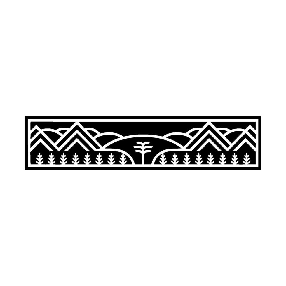 Geometric Mountainscape Border, Minimalist, Mountain vector