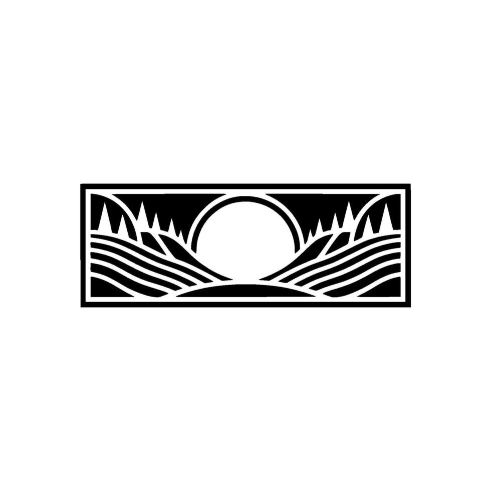 Minimalist Horizon Sun, Fields, and Geometric Tranquility vector