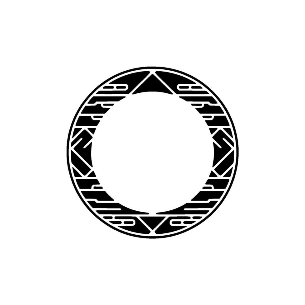 Geometric Circle Emblem, Tribal Pattern, Minimalist, Abstract vector