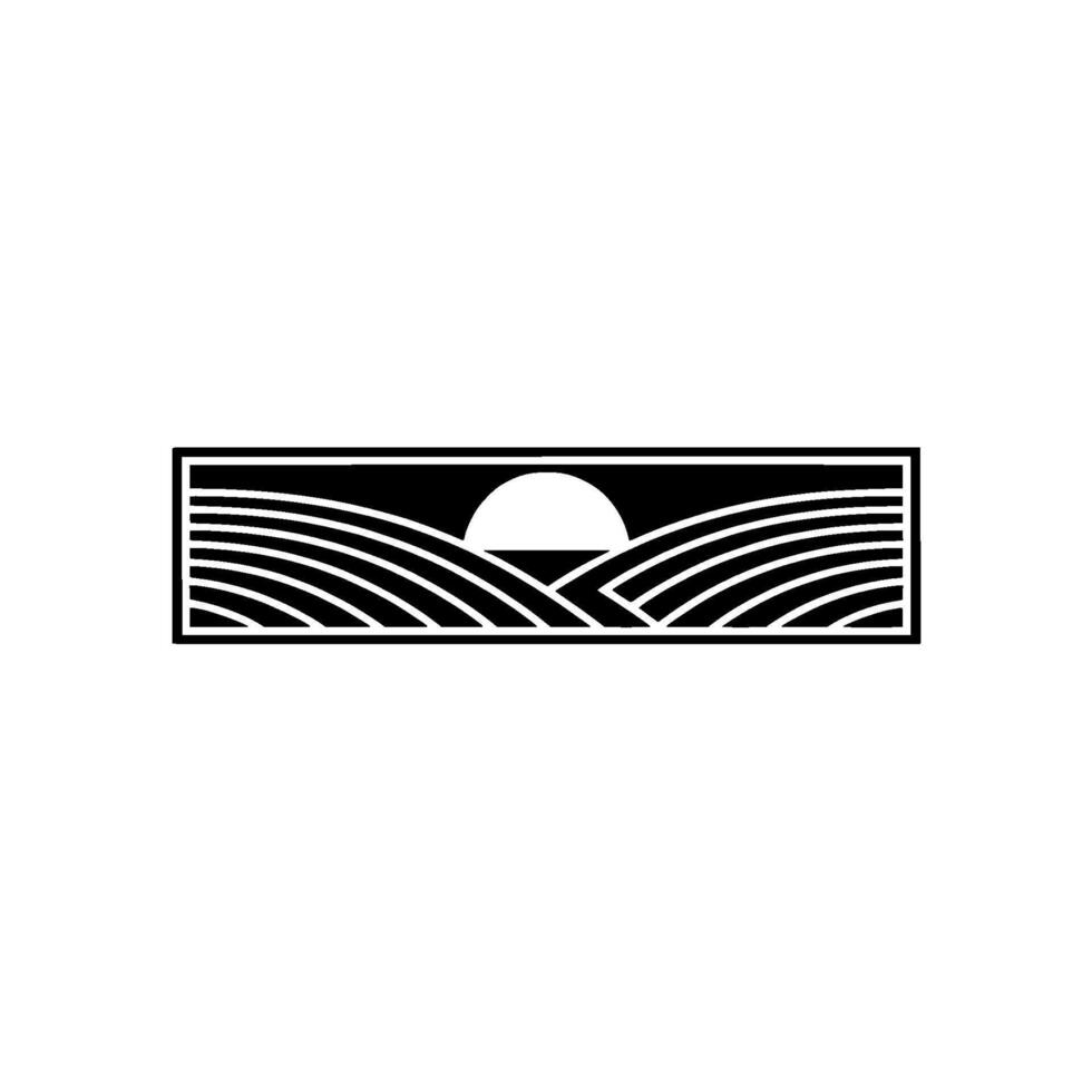 Minimalist Horizon Serene Landscape Emblem - Silhouette vector