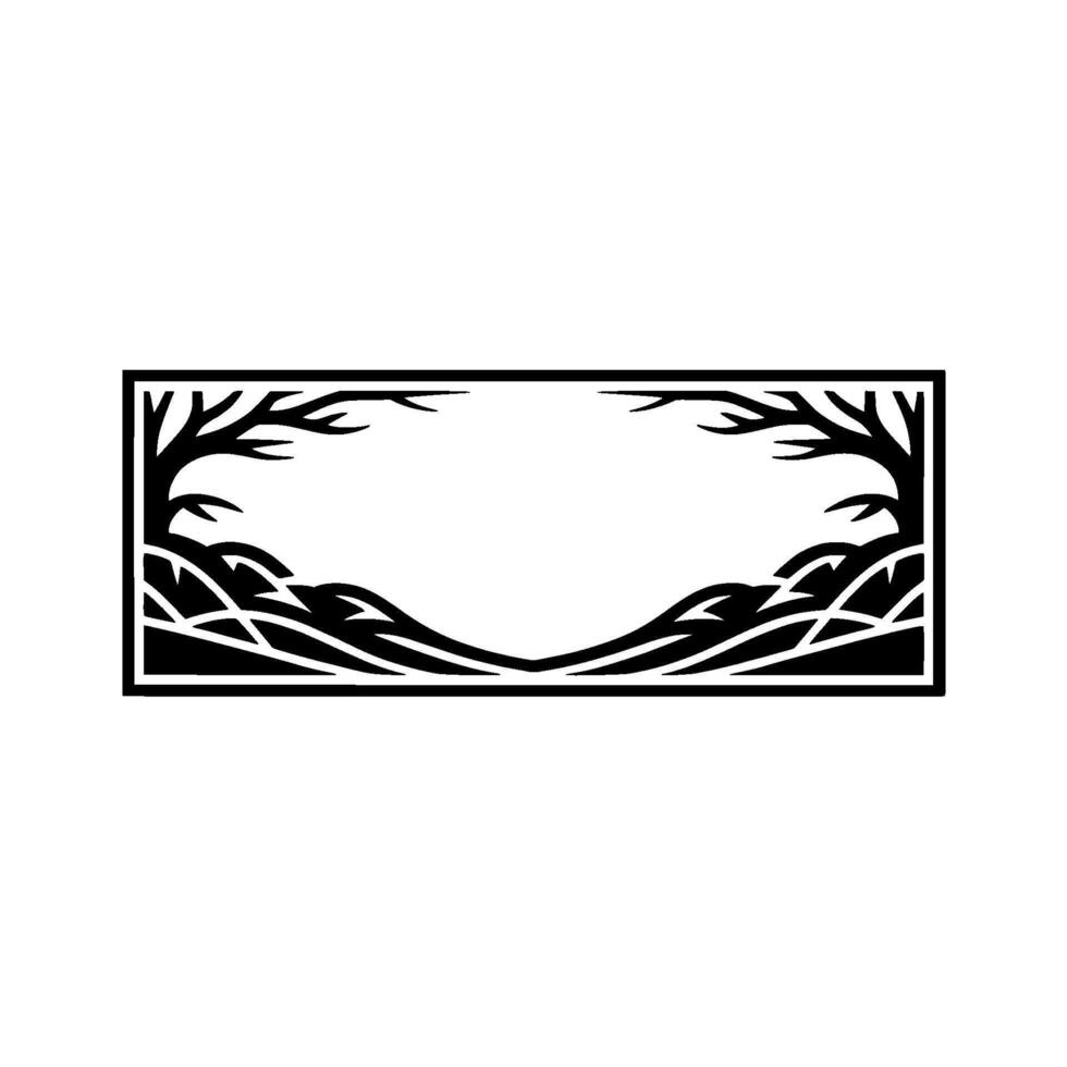 Tribal Landscape Frame, Black Silhouette, Natural Elements vector