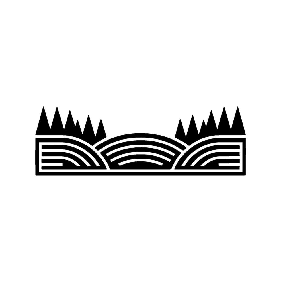 Minimalist Landscape Emblem Rural Harmony Tranquility, Hills vector