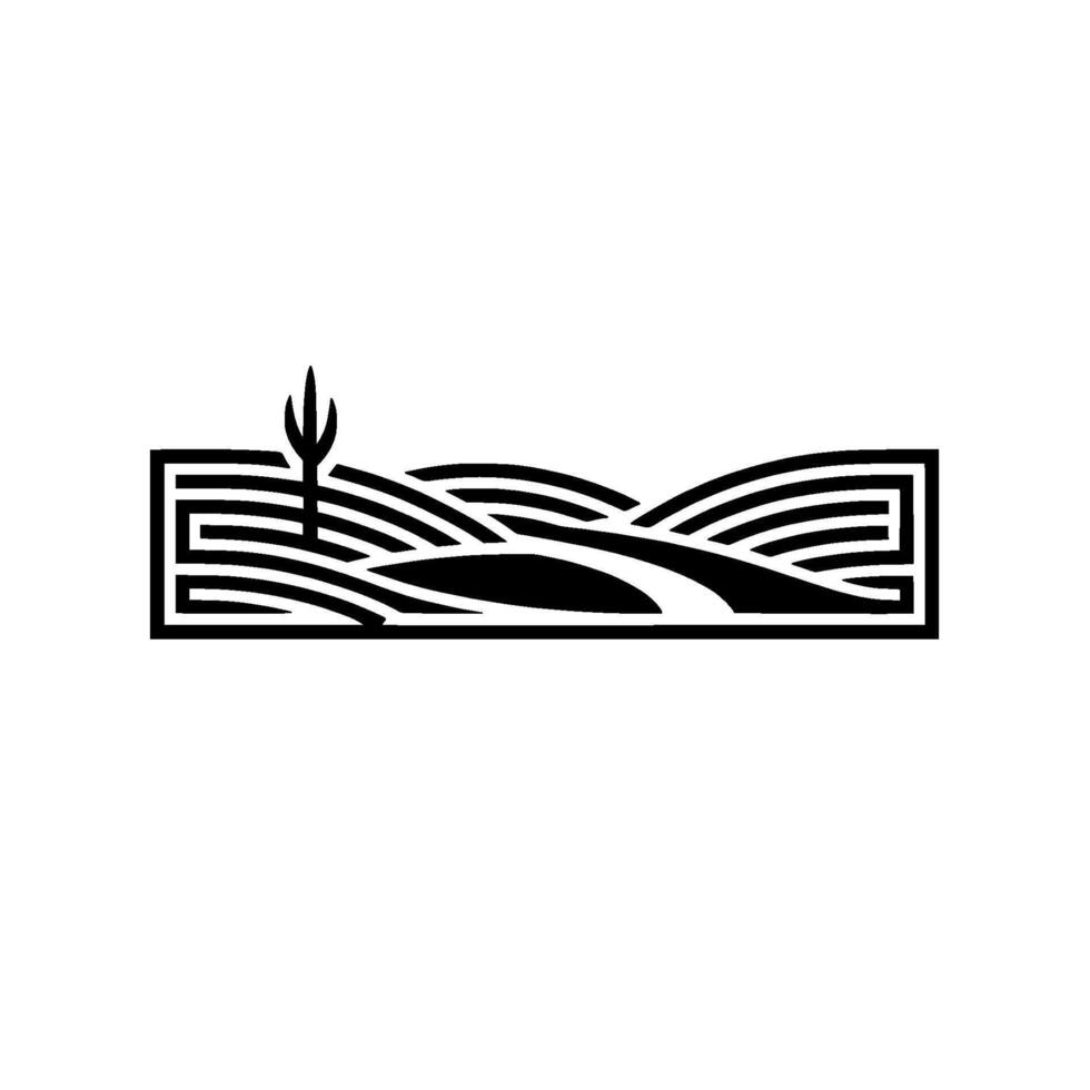 Stylized Desert Landscape Emblem, Minimalist vector