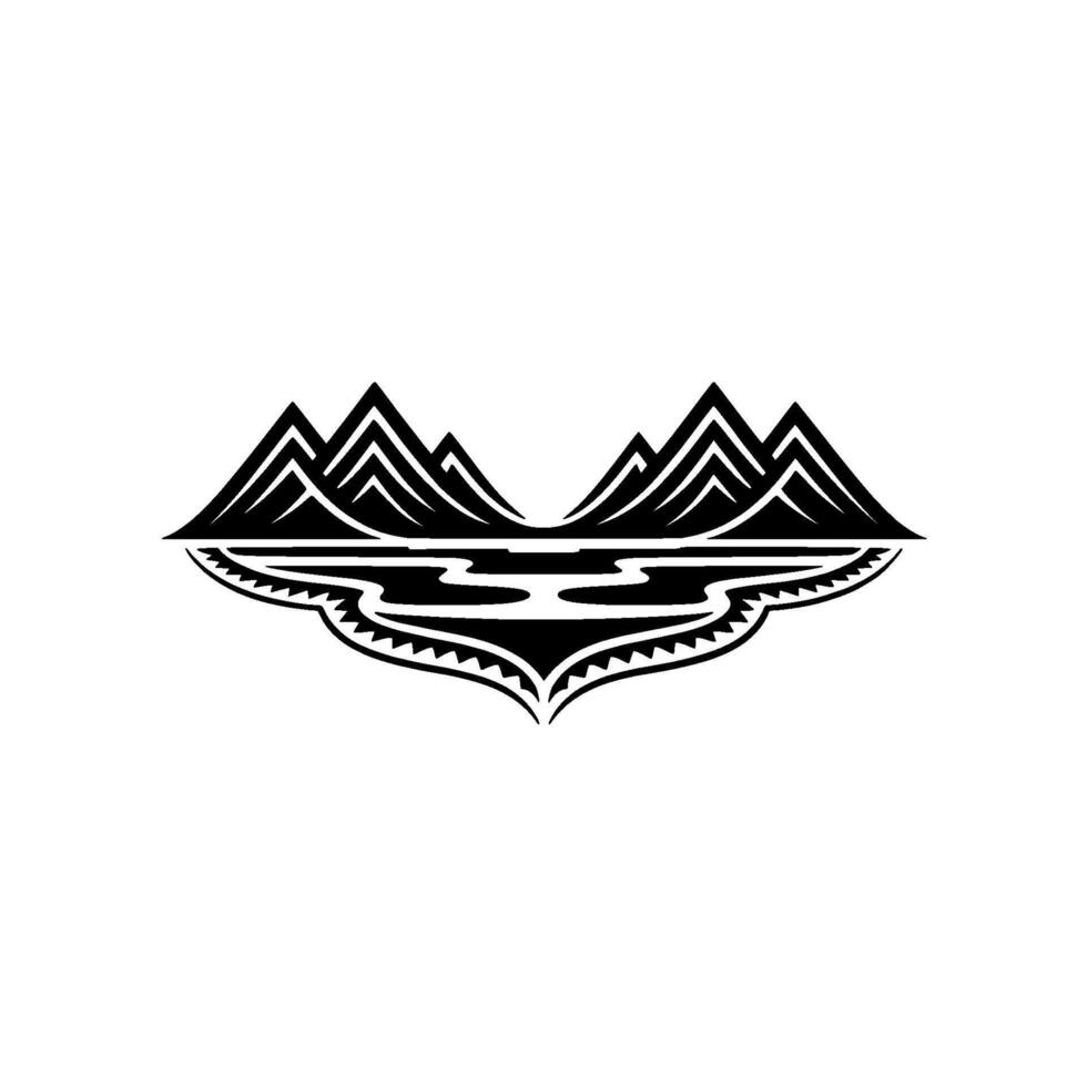 Mountain Silhouette Horizon, Minimalist Landscape Emblem, Mountains vector