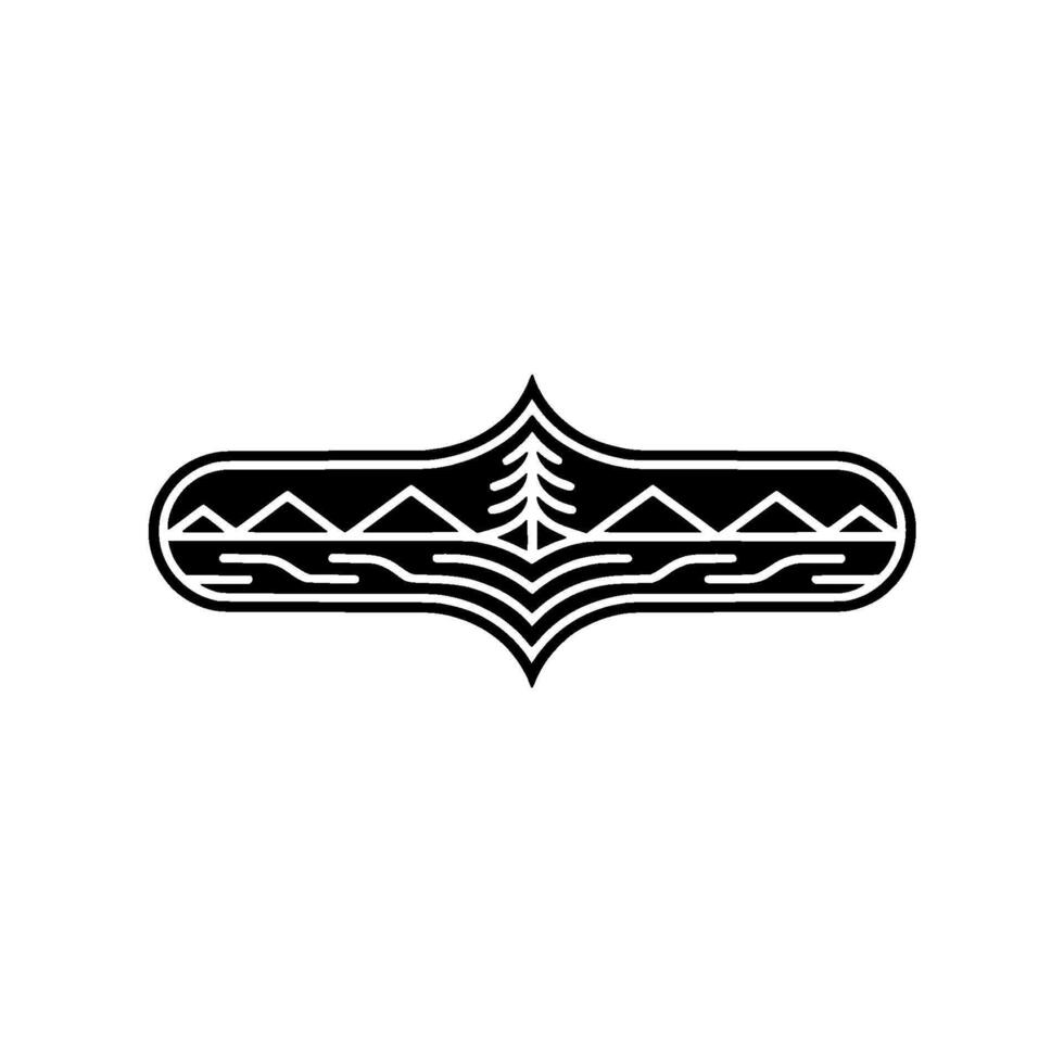 Stylized Mountain Silhouette Emblem, Vintage Exploration vector