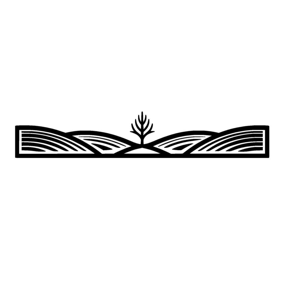 Minimalist Landscape Emblem, Rustic Growth, Serene Horizon vector