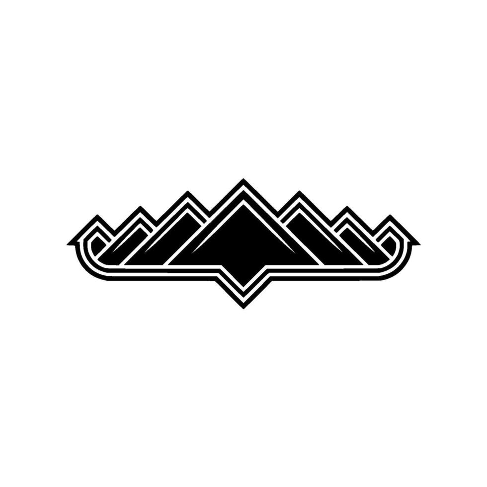 Geometric Mountain Range Emblem, Minimalist, Outline vector