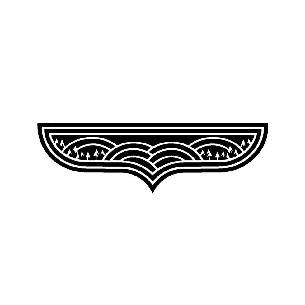 Art Deco Wave Crest Emblem - Elegant Minimalist vector