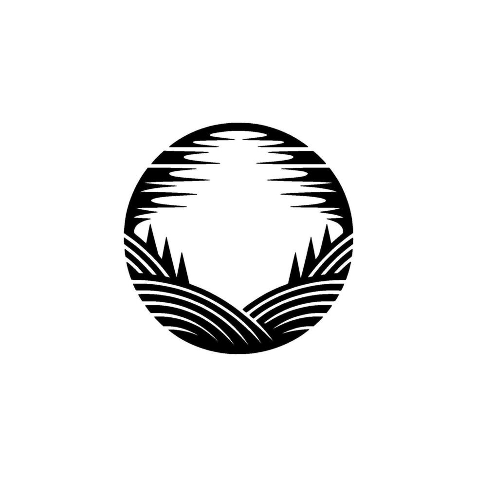Circular Emblem Rural Landscape, Growth, and Harmony vector