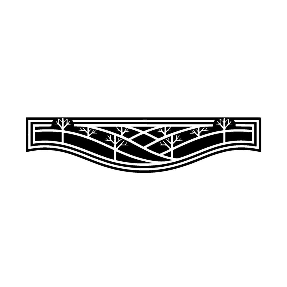 Stylized Landscape Border, Black White, Minimalist vector