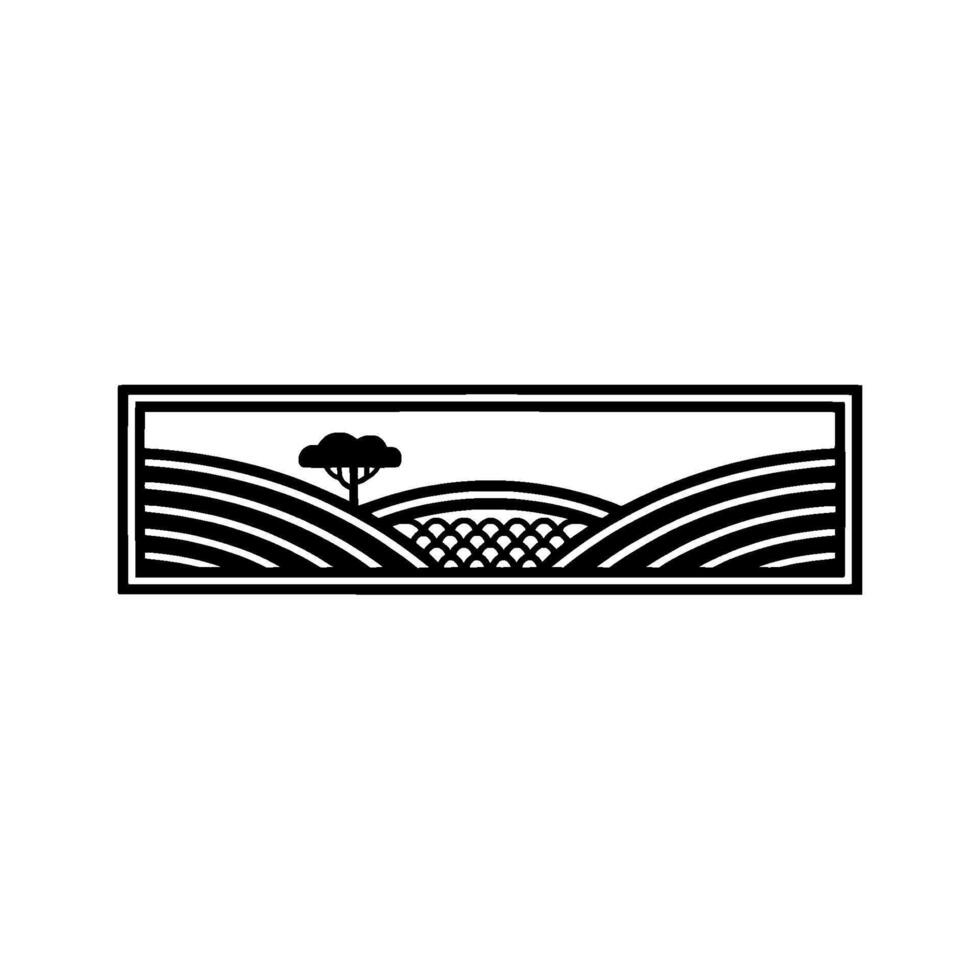 Minimalist Landscape Emblem, Serene Rural Scene vector