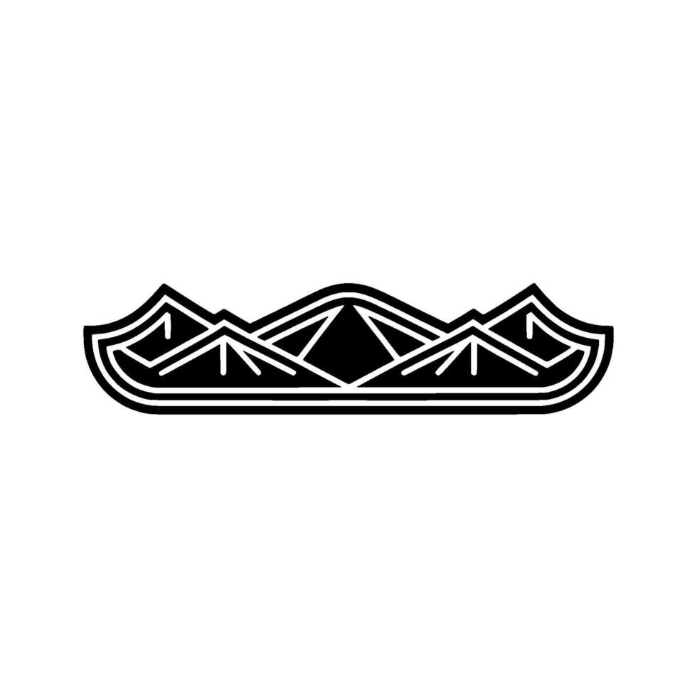 Geometric Mountain Canoe Emblem, Minimalist Adventure vector