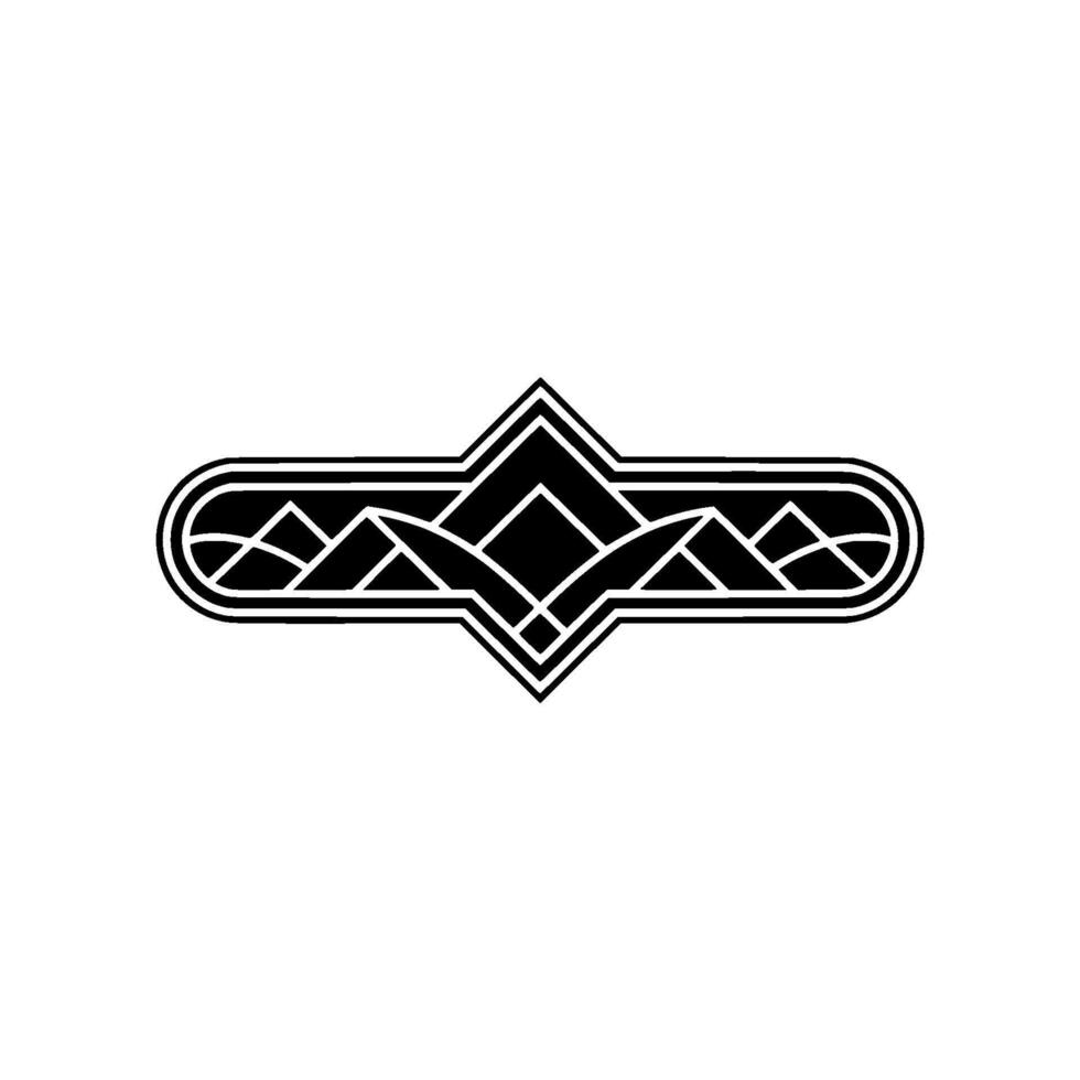 Geometric Mountain Crest Emblem, Art Deco Inspired vector