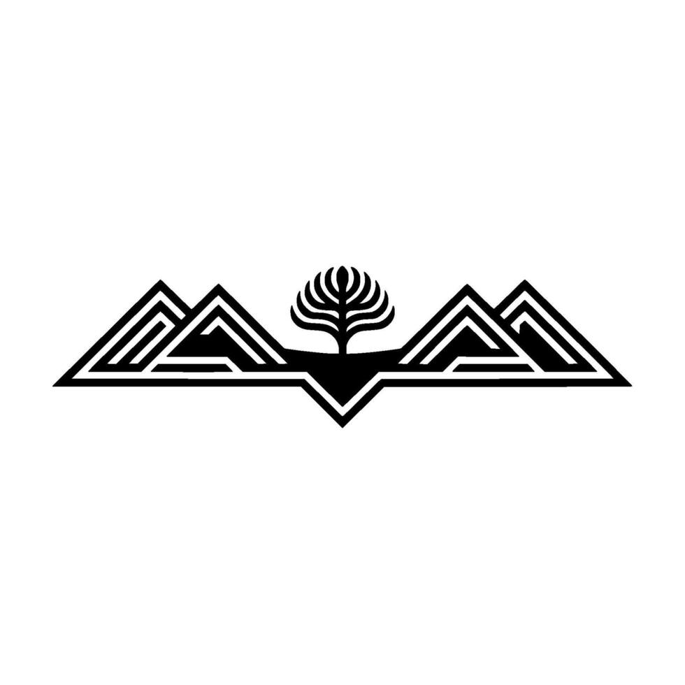 Geometric Mountain Tree Emblem, Minimalist Growth Symbol vector