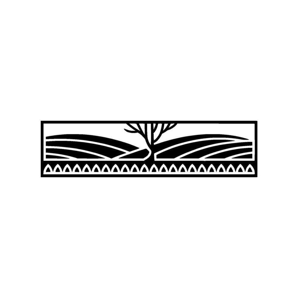 Stylized Landscape Emblem, Minimalist Rural, Silhouette vector