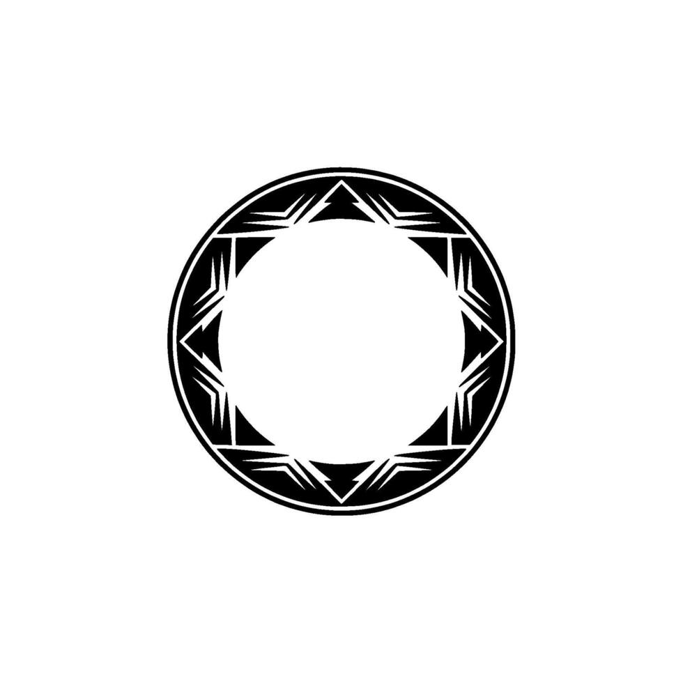 Geometric Tribal Circle, Minimalist , Shadowed Outline vector