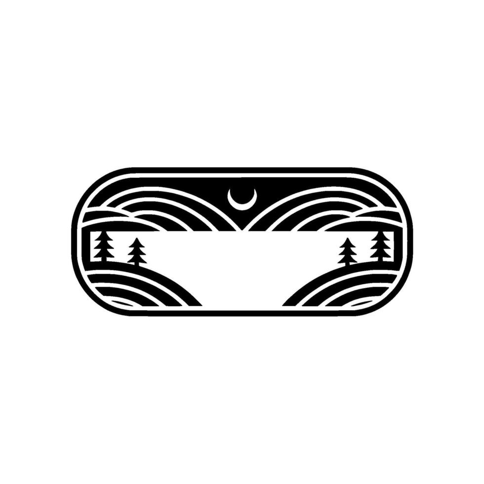 Serene Landscape Emblem, Minimalist Mountain Silhouette - Pine vector