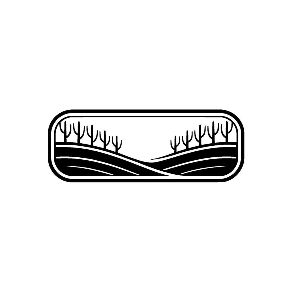 Minimalist Landscape Emblem, Serene Horizon, Trees vector