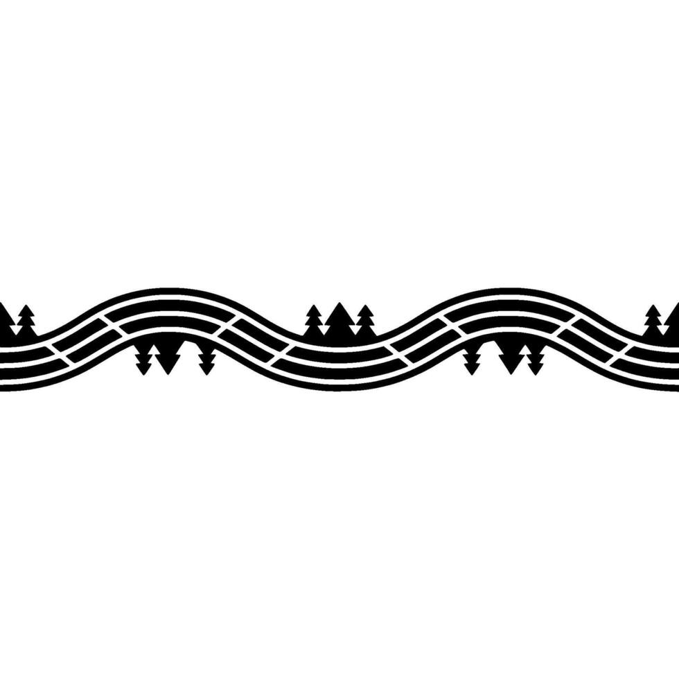 Stylized Mountain Range Wave Border, Minimalist Landscape vector