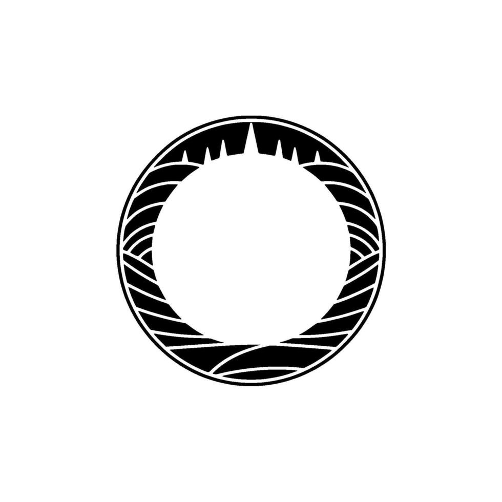 Minimalist Mountain Circle Emblem, Modern vector