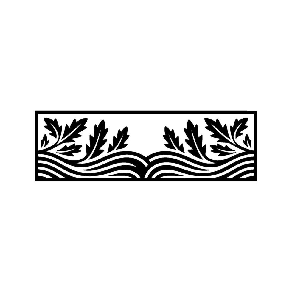 Stylized Wave Foliage Border, Minimalist vector