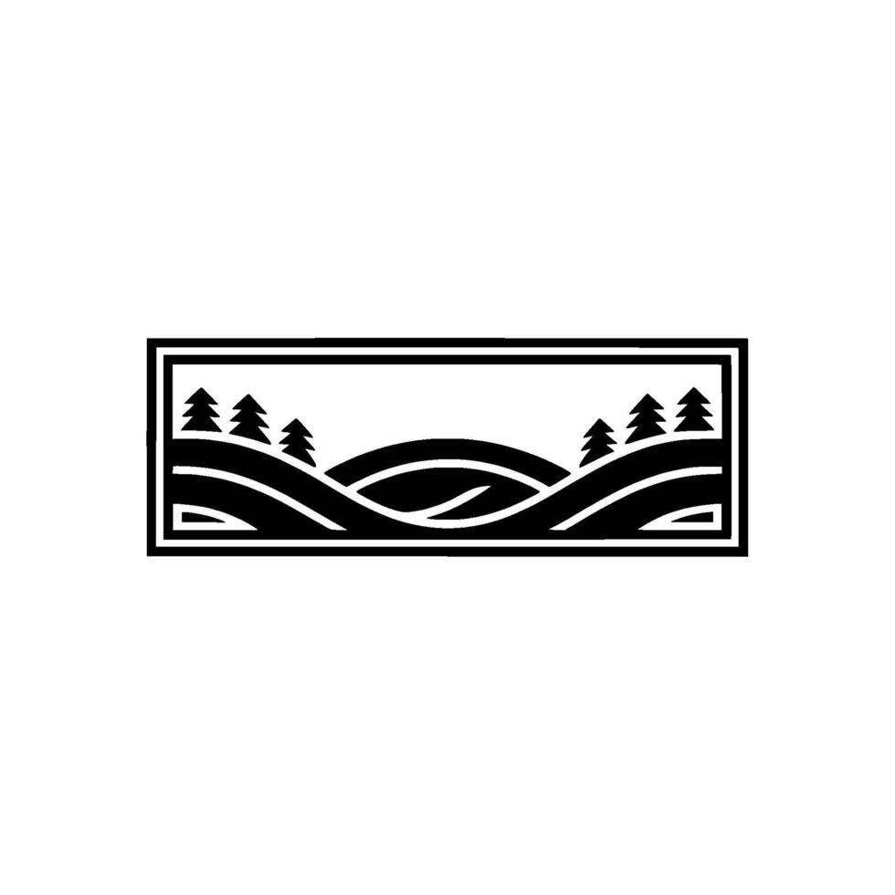 Minimalist Mountainscape Emblem, Rustic Wilderness vector