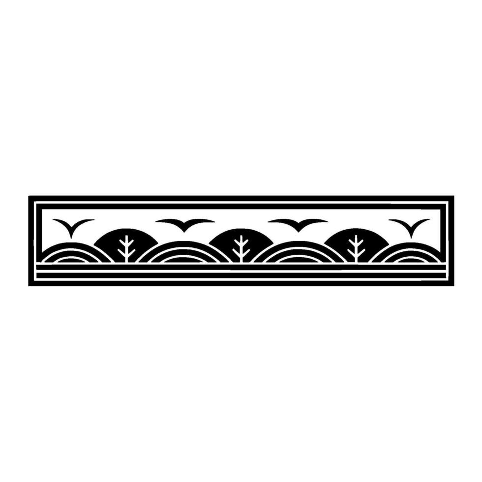 Serene Horizon Stylized Landscape Border vector