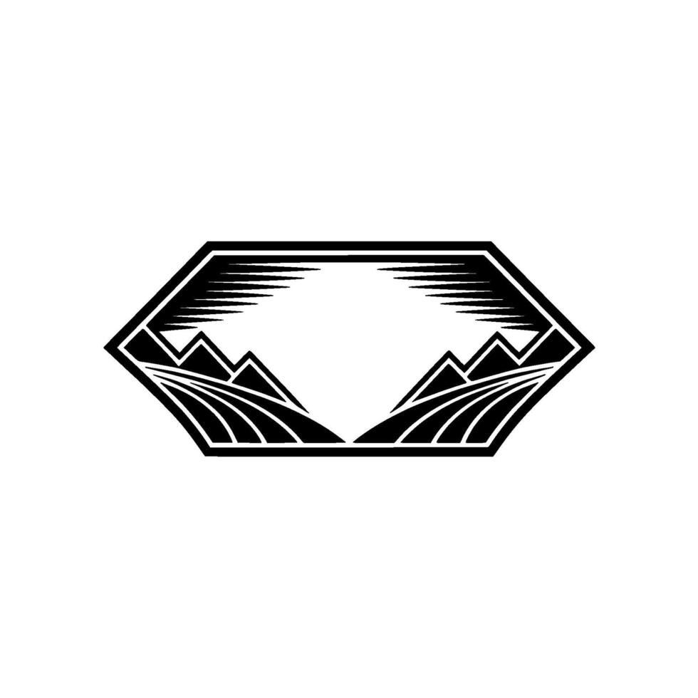 Geometric Mountainscape Emblem, Modern Silhouette vector
