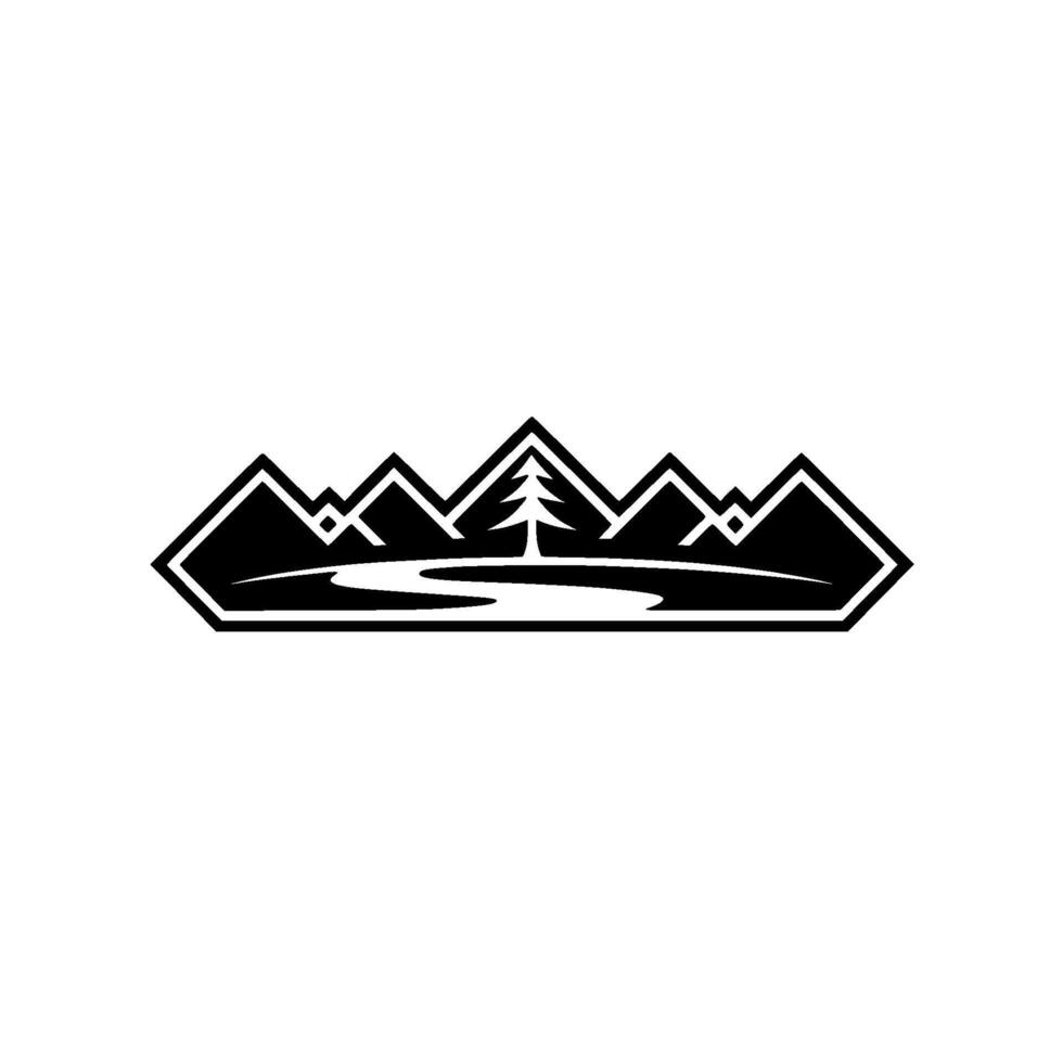Mountain Silhouette Emblem, Wilderness Adventure, Mountains vector