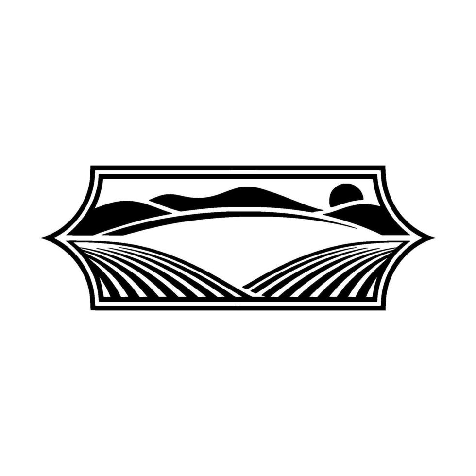 Stylized Landscape Emblem, Horizon Silhouette vector