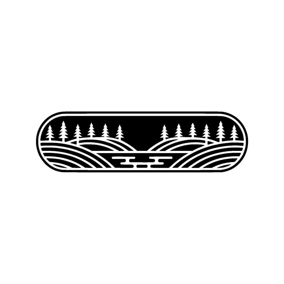 Minimalist Mountain Landscape Emblem, Rustic Adventure vector
