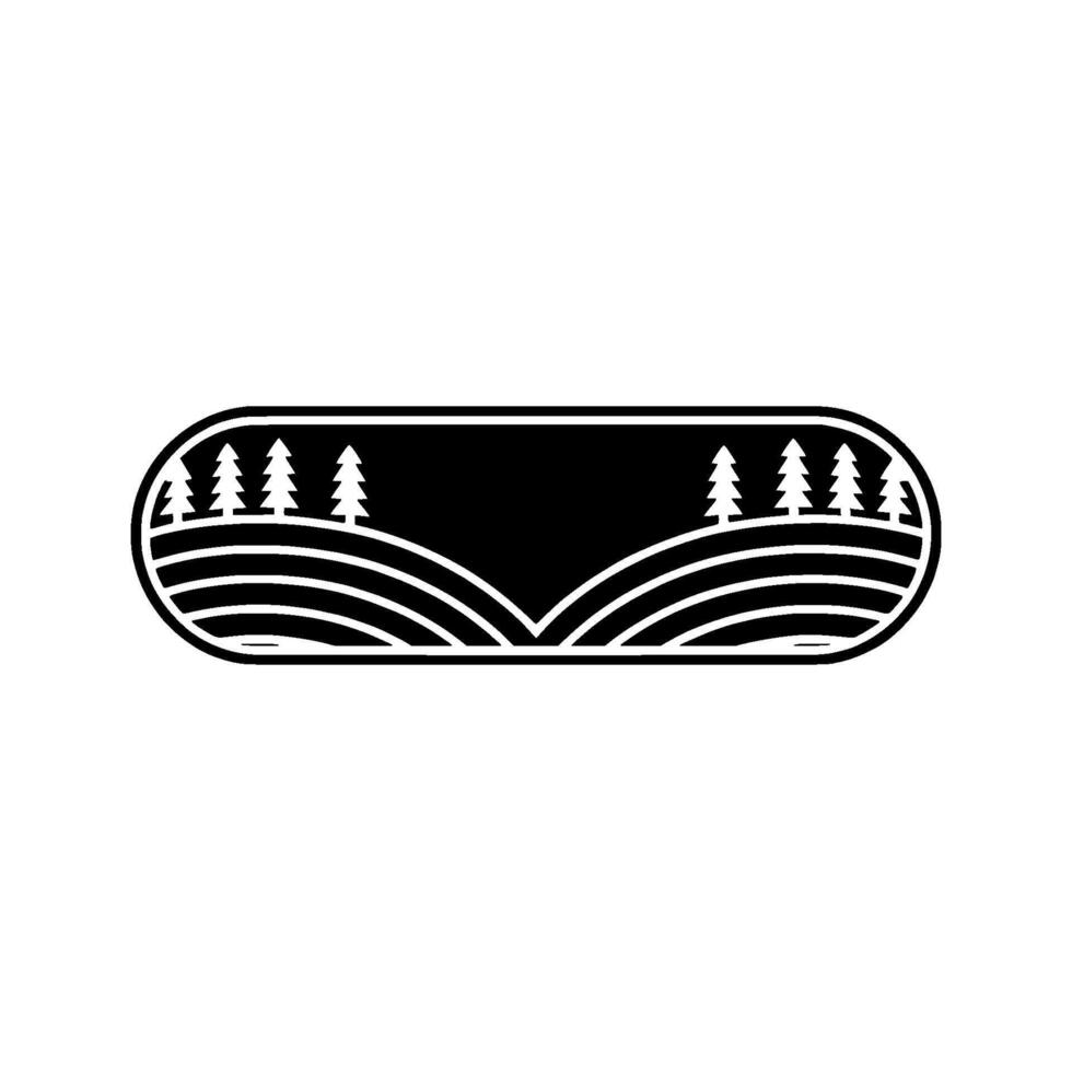 Minimalist Landscape Silhouette, Mountain Vista Emblem vector