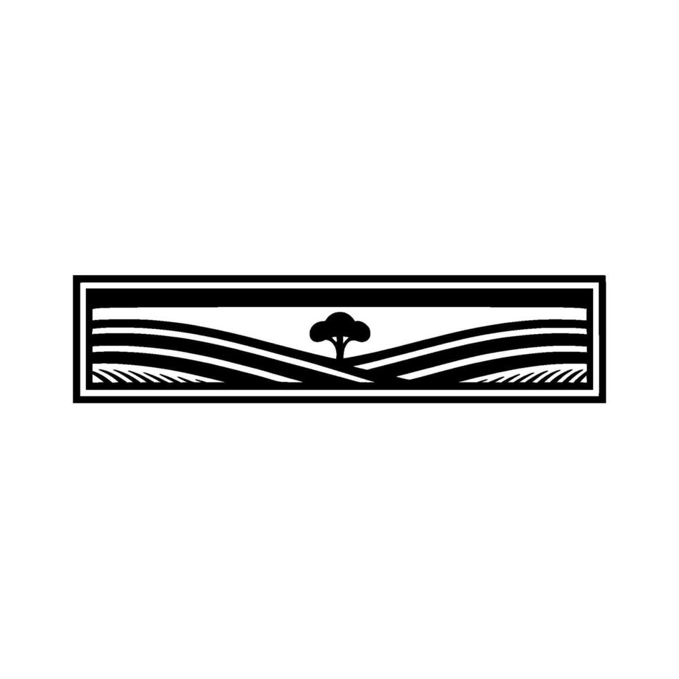 Minimalist Landscape Silhouette, Serene Horizon - Trees vector