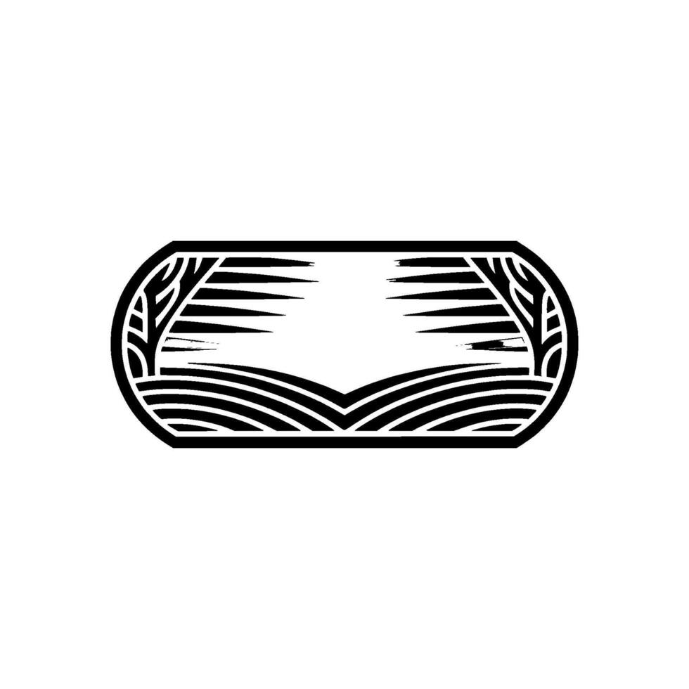 Geometric Landscape Emblem, Vintage Revival, Blackandwhite vector