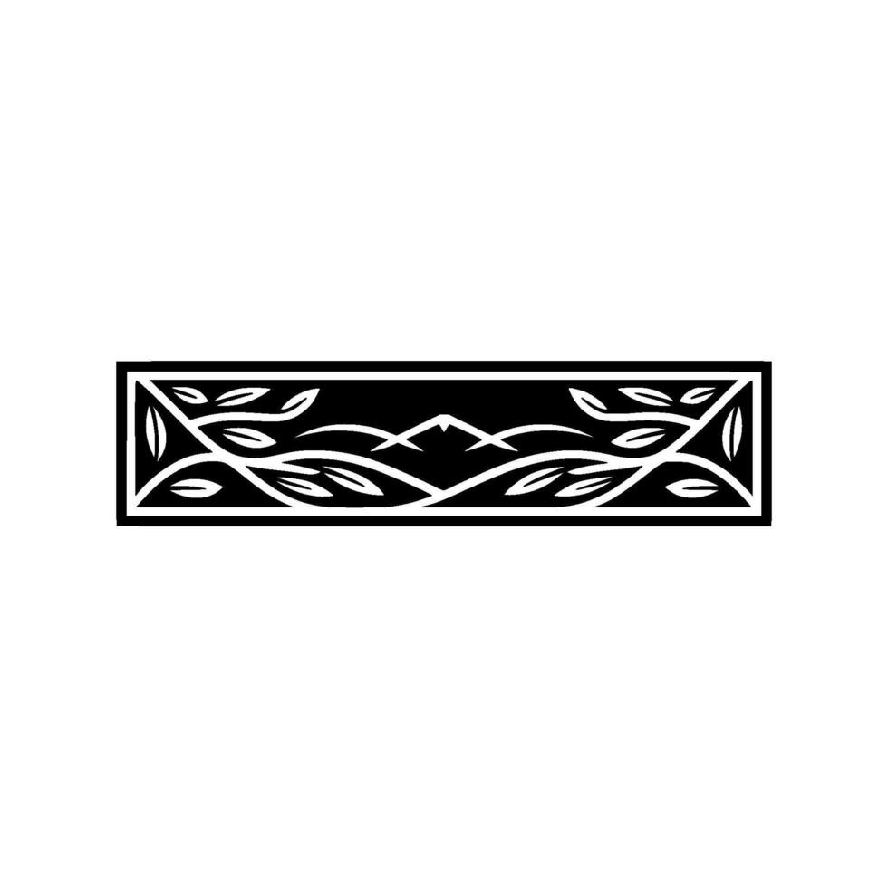 Stylized Mountainscape Border, Minimalist vector