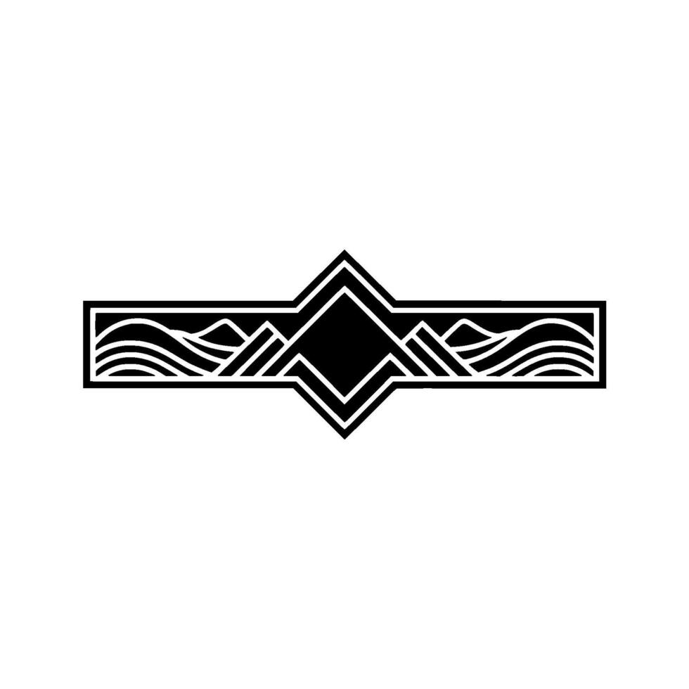 Geometric Wave Crest Emblem, Art Deco Inspired vector