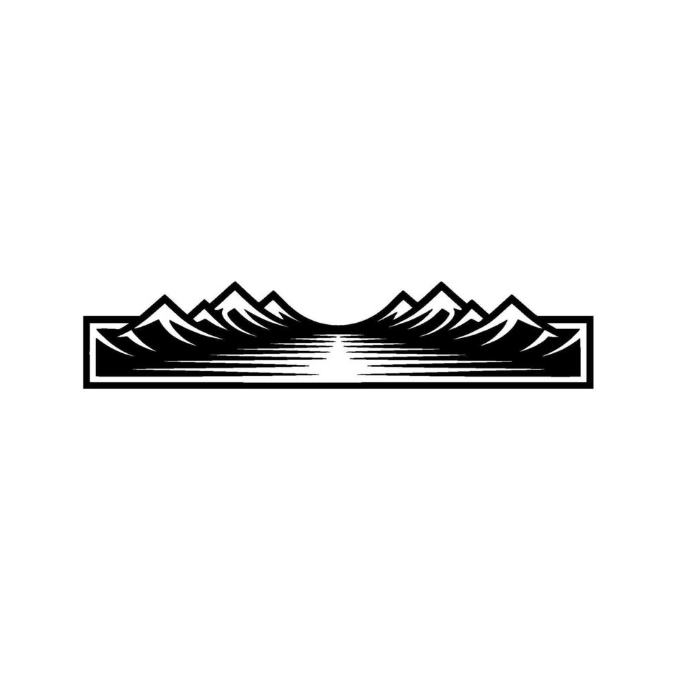 Mountain Silhouette Emblem, Minimalist Landscape, Mountains vector