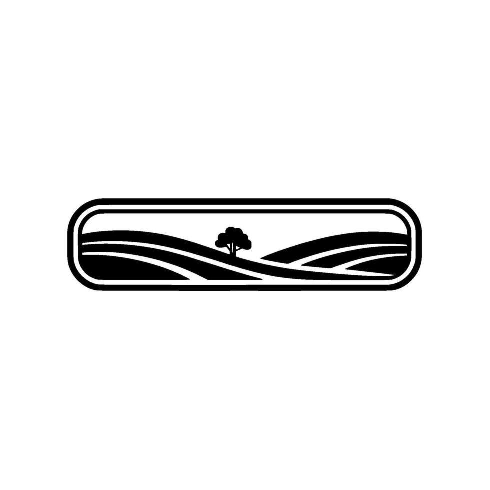 Serene Landscape Emblem, Minimalist Rural - Tree vector